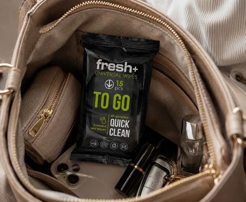 Вологі серветки fresh+ формату To Go у сумці