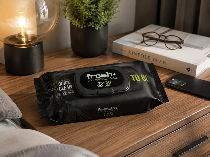 Упаковка fresh+ Universal Wipes на 120 серветок в інтер'єрі
